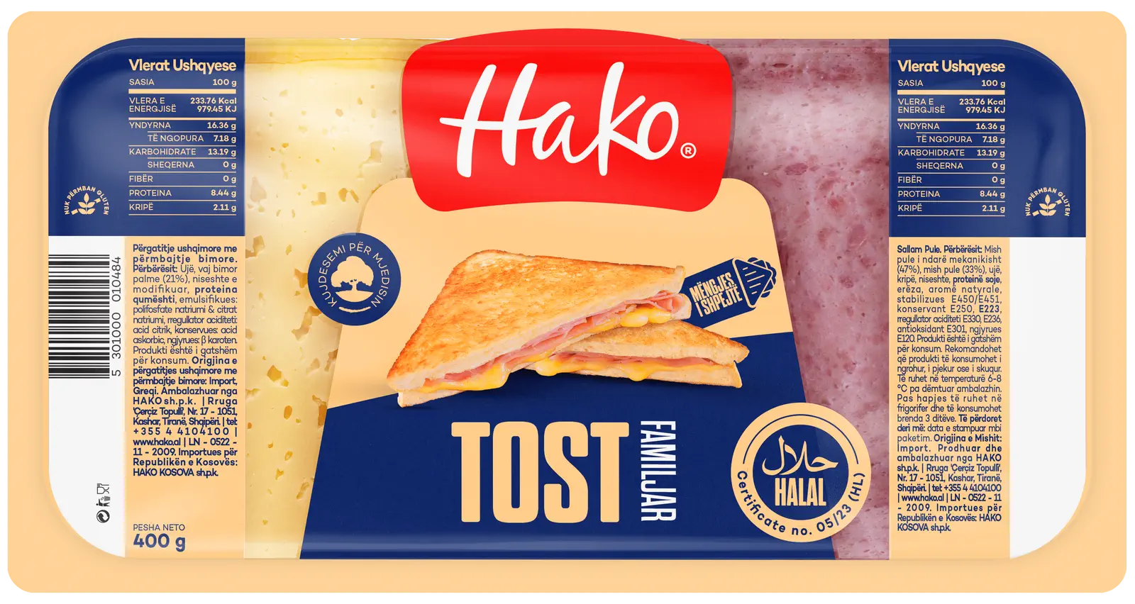 Hako, Rriskë tost familjar, 400g